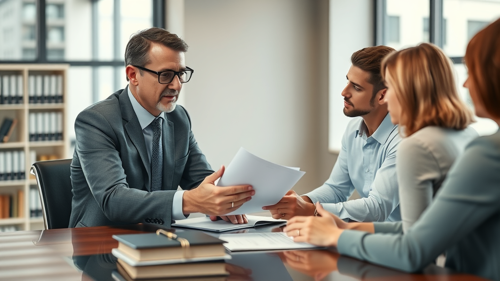 divorce mediation attorney woodbridge ct consulting clients in a comfortable modern law office