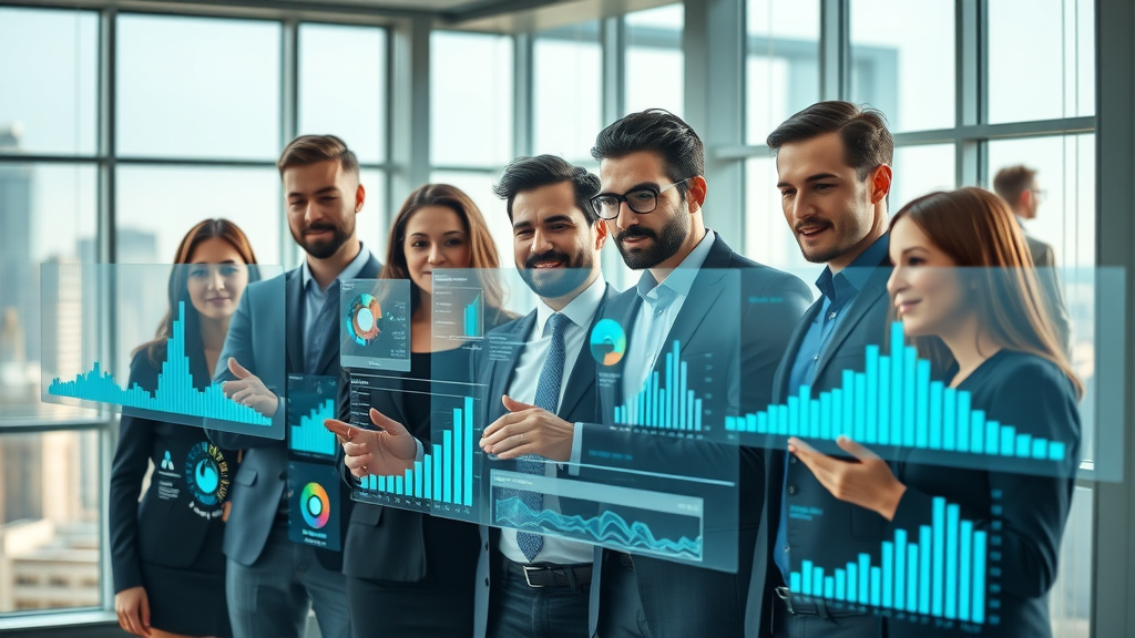 Business team using smart content strategies to move business forward