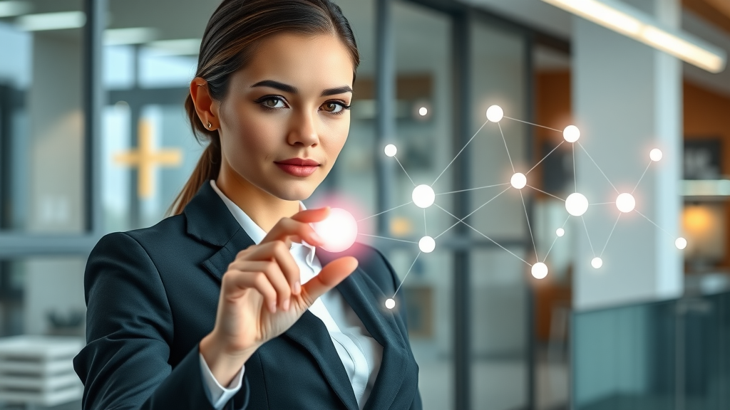 Modern businesswoman using content to drive business growth and forward momentum